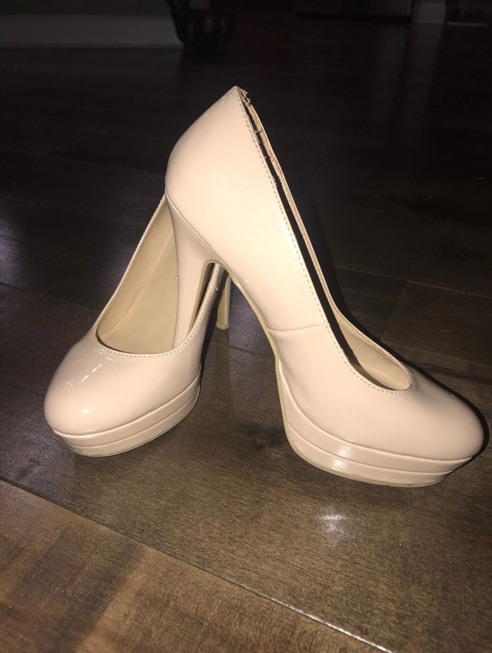 Nude color platform stilettos